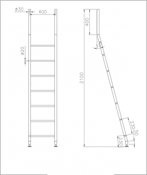 Preview: Edelstahl Bibliotheksleiter Rund