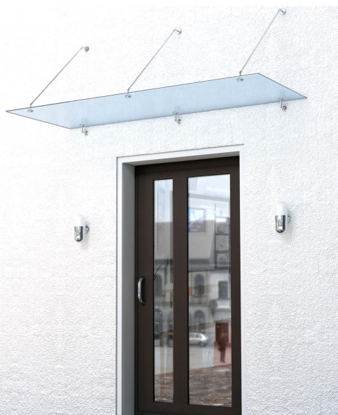 Echtglas Vordach mit Edelstahl Punkthalte-System 200 x 100 cm