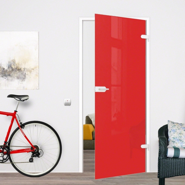 Echtglas Zimmertür VSG rot