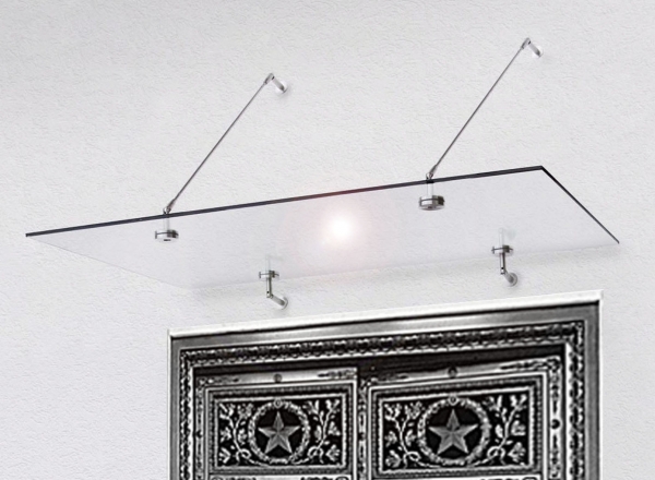 Echtglas Vordach mit Edelstahl Punkthalte-System 150 x 90 cm